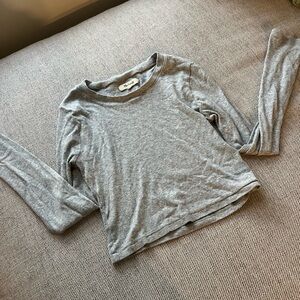 Madewell Brightside Finerib Crewneck Long-Sleeve Tee - Gray, Small